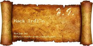 Hack Irén névjegykártya